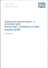 2023/25 NHS Payment Scheme – a consultation notice: Annex DpC: Guidance on best practice tariffs